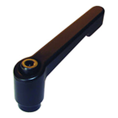 Stud Type - Plastic Handle Adjustable Clamping Lever - 1/2″–13″ Thread Size, 1.25″ Thread Length, 1.69″ Hub Height, 2.52″ Overall Height, 3.62″ Width - Apex Tool & Supply