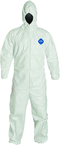 Tyvek® White Zip Up Coveralls w/ Attached Hood & Elastic Wrists - 4XL (case of 25) - Apex Tool & Supply