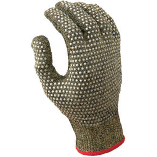 Cut resistant 13-gauge PVC dotted on both sides seamless knit Kevlar w/Stainless Steel yellow w/black coating ANSI CUT LEVEL 4/extra extra large - Apex Tool & Supply
