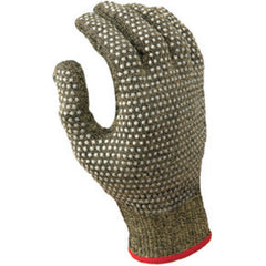 Cut resistant 13-gauge PVC dotted on both sides seamless knit Kevlar w/Stainless Steel yellow w/black coating ANSI CUT LEVEL 4/extra large - Apex Tool & Supply