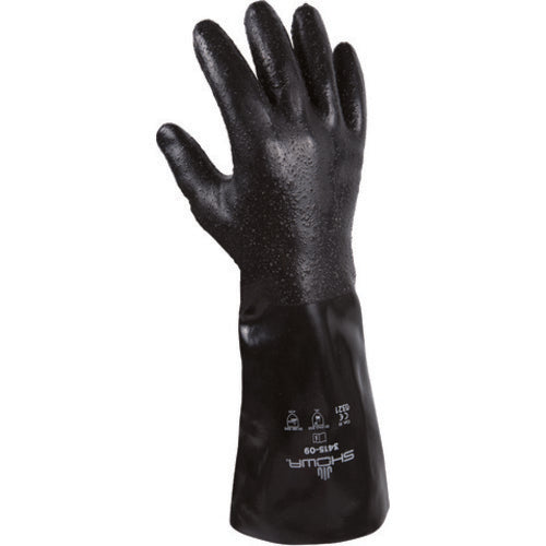 Chemical resistant neoprene fully coated 14″ gauntlet/rough finish seamless liner navy /large - Apex Tool & Supply