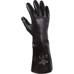 Chemical resistant neoprene fully coated 14″ gauntlet/rough finish seamless liner navy /medium - Apex Tool & Supply