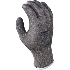 13- gauge engineered cut resistant fiber w/polyurethane palm coating HPPE black with gray coating textured finish ANSI CUT LEVEL 2/large - Apex Tool & Supply