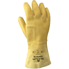 General purpose natural rubber fully-coated 12″ gauntlet cuff yellow wrinkle-finish/medium - Apex Tool & Supply