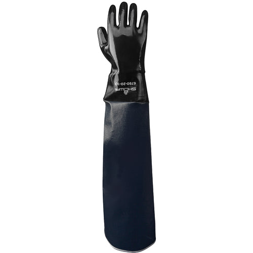 Chemical resistant 12″ fully coated neoprene gauntlet 20″ nitrile laminated shoulder length sleeve black/L - Apex Tool & Supply