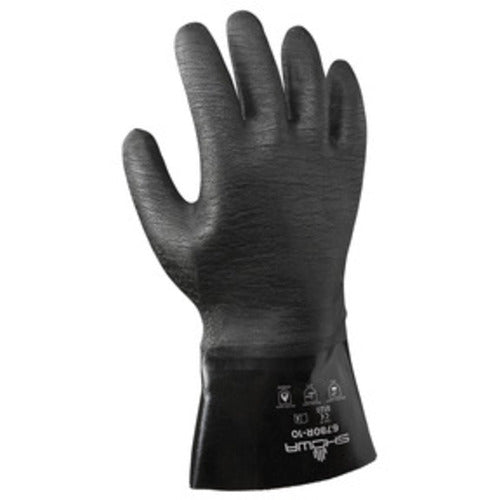 Chemical resistant neoprene fully coated heavyweight 12″ gauntlet black rough finish/large - Apex Tool & Supply
