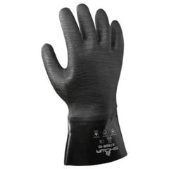 Chemical resistant neoprene fully coated heavyweight 12″ gauntlet black rough finish/large - Apex Tool & Supply