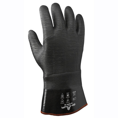 Insulated fully coated neoprene 12″ gauntlet black rough finish/large - Apex Tool & Supply