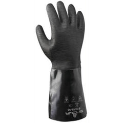 Chemical resistant neoprene fully coated heavyweight 14″ gauntlet black rough finish/large - Apex Tool & Supply