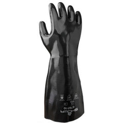 Chemical resistant neoprene fully coated heavyweight elbow-length gauntlet black smooth/large - Apex Tool & Supply