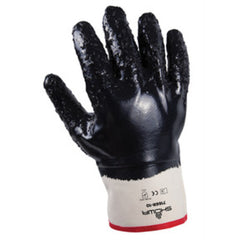 General purpose nitrile coated navy fully coated rubberized safety cuff rough finish/large - Apex Tool & Supply