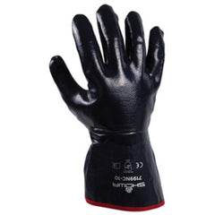 General purpose nitrile-coated navy fully-coated with sewn-on 5″ impregnated cuff/large - Apex Tool & Supply