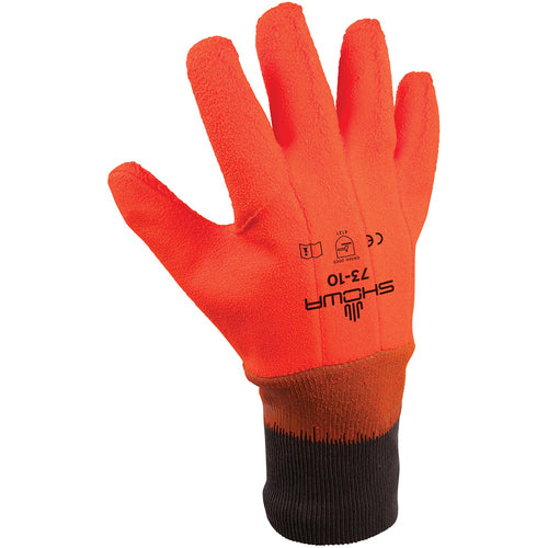 Insulated PVC fully coated vinyl knit wrist wrinkle finish safety orange/large - Apex Tool & Supply