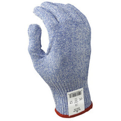 Cut resistant 10-gauge seamless wire free knit HPPE blue/white ambidextrous ANSI CUT LEVEL 5/extra small - Apex Tool & Supply