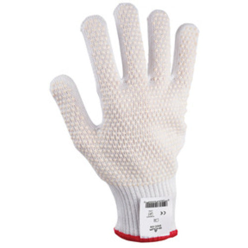 Cut resistant 10-gauge seamless knit PVC dotted HPPE w/Stainless Steel white ambidextrous ANSI CUT LEVEL 4/medium - Apex Tool & Supply