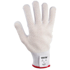 Cut resistant 10-gauge seamless knit PVC dotted HPPE w/Stainless Steel white ambidextrous ANSI CUT LEVEL 4/extra small - Apex Tool & Supply