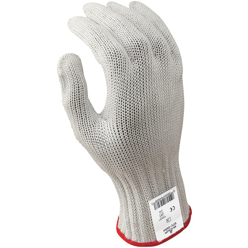 Cut resistant 7-gauge seamless knit PVC dotted left hand engineered fiber w/four strands of stainless steel white ANSI CUT LEVEL 5/extra small - Apex Tool & Supply