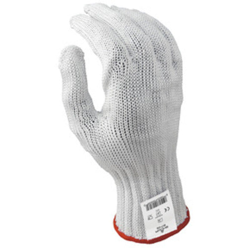 Cut resistant 7-gauge seamless knit engineered fiber w/four strands of stainless steel white ambidextrous ANSI CUT LEVEL 5/S - Apex Tool & Supply