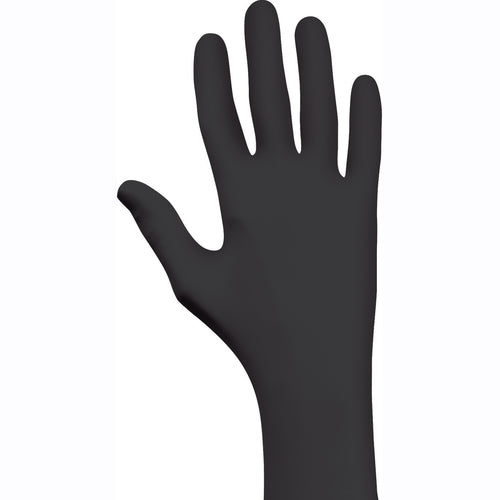 Disposable powder-free low-modulus 100% nitrile 11″ 6-mil rolled cuff stealth black/large - Apex Tool & Supply