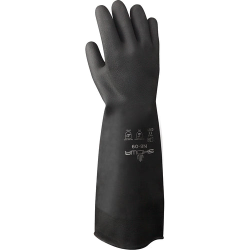 Chemical resistant unsupported neoprene 18″ 30-mil black unlined textured grip rolled cuff/large - Apex Tool & Supply