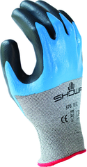 Engineered Hagane CoilTechnology cut resistant fiber w/double dipped nitrile palm coating, grey with blue and black overcoating, smooth finish, ANSI CUT LEVEL A4/XL - Apex Tool & Supply