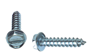 14 x 2-1/2 - Zinc Plated Heat Treated Alloy Steel - Sheet Metal Screws - Hex Washer - Apex Tool & Supply