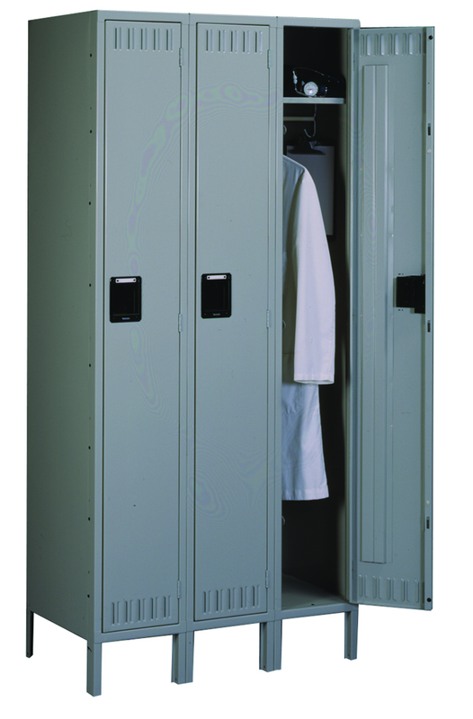 72"W x 18"D x 72"H Sixteen Person Locker (Each opn. To be 12"w x 18"d) with Coat Rod, w/6"Legs, Knocked Down - Apex Tool & Supply