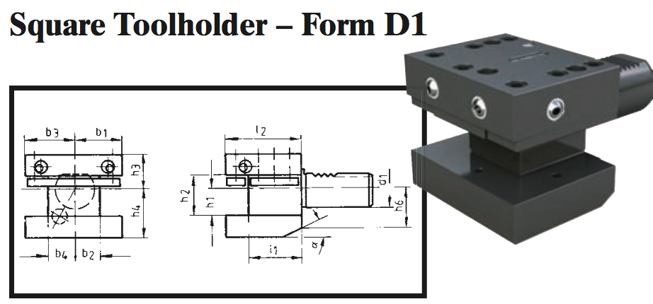 VDI Square Toolholder - Form D1 - Part #: CNC86 41.8040 - Apex Tool & Supply