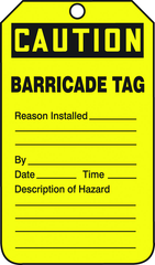 Barricade Tag, Caution Barricade Tag, 25/Pk, Plastic - Apex Tool & Supply