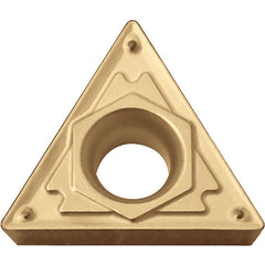 TCMT 3251 HQ PV720, 1/64″ Corner Radius, 5/32″ Thick, 3/8″ Inscribed Circle, TiCN (MEGACOAT NANO), Triangle, Turning Indexable Insert - Exact Industrial Supply