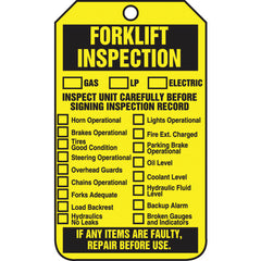 Forklift Tag, Forklift Inspection (Checklist)/Forklift Inspect, 25/Pk, Cardstock - Apex Tool & Supply
