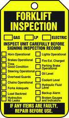 Forklift Tag, Forklift Inspection (Checklist)/Forklift Inspect, 25/Pk, Plastic - Apex Tool & Supply