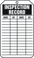 Inspection Record Tag, Inspection Record, 25/Pk, Plastic - Apex Tool & Supply