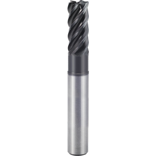 1″ × 1″ × 1 1/4″ × 8″ 5 Flute 0.2500″ C/R Carbide End Mill-Plain Shank - Y-Coating - Exact Industrial Supply