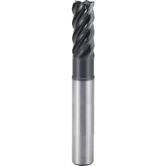 1″ × 1″ × 1 1/4″ × 8″ 5 Flute 0.2500″ C/R Carbide End Mill-Plain Shank - Y-Coating - Exact Industrial Supply