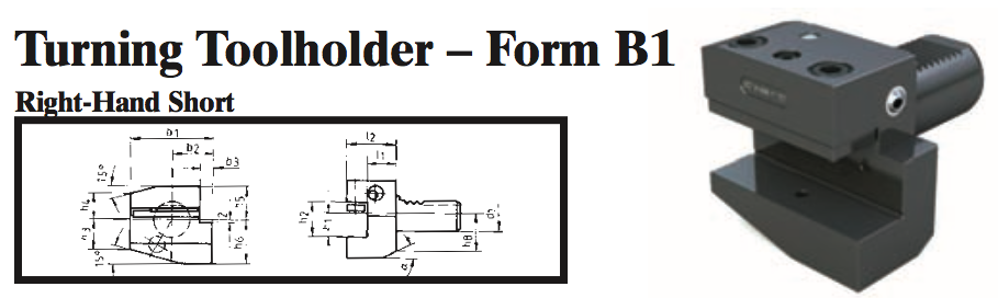 VDI Turning Toolholder - Form B1 (Right-Hand Short) - Part #: CNC86 21.2016 - Apex Tool & Supply