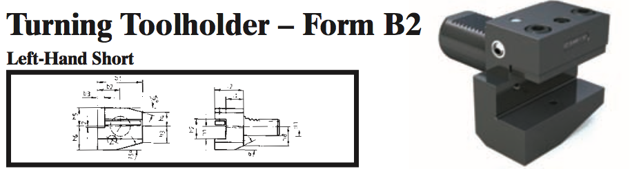 VDI Turning Toolholder - Form B2 (Left-Hand Short) - Part #: CNC86 22.2016.1 - Apex Tool & Supply