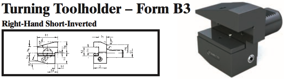 VDI Turning Toolholder - Form B3 (Right-Hand Short-Inverted) - Part #: CNC86 23.8040 - Apex Tool & Supply