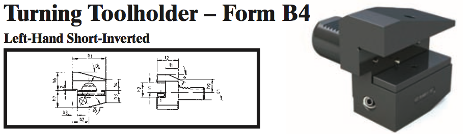 VDI Turning Toolholder - Form B4 (Left-Hand Short-Inverted) - Part #: CNC86 24.2016 - Apex Tool & Supply