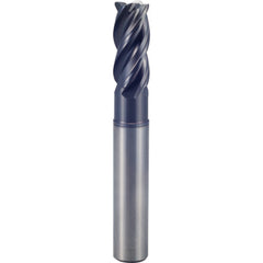 3/16″ × 3/16″ × 7/32″ × 3″ 4 Flute 0.0300″ C/R Carbide End Mill-Plain Shank - Y-Coating - Exact Industrial Supply