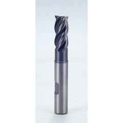 5/8″ × 5/8″ × 3/4″ × 5″ 4 Flute 0.0300″ C/R Carbide End Mill-Flat Shank - Y-Coating - Exact Industrial Supply