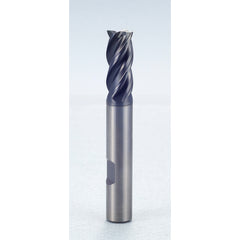 1/2″ × 1/2″ × 1″ × 3″ 4 Flute Chamfer Carbide End Mill-Flat Shank - Y-Coating - Exact Industrial Supply
