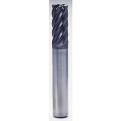 1″ × 1″ × 4″ × 7″ 6 Flute 0.0150″ C/R Carbide End Mill-Plain Shank - Y-Coating - Exact Industrial Supply