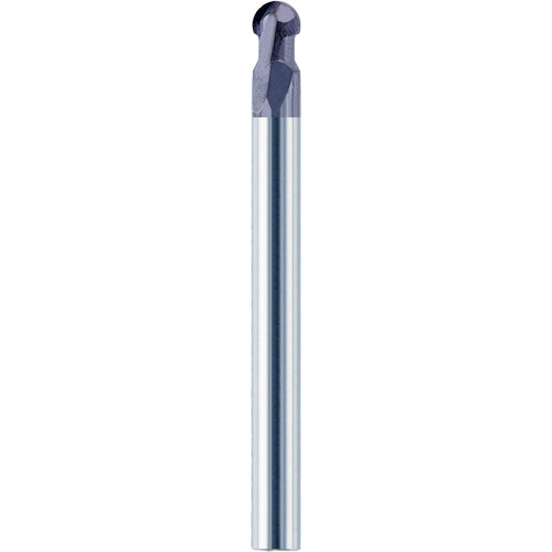 ‎1/16″ Dia. × 1/8″ Shank × 0.259″ DOC × 1-1/2 OAL, Carbide nACo, 2 Flute, Ballnose End Mill - Exact Industrial Supply