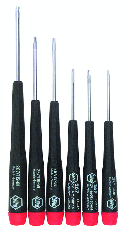 6 Piece - T6; T7; T8 x 40mm; T9; T10 x 50mm; T15 x 60mm - Precision Torx Screwdriver Set - Apex Tool & Supply