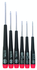 6 Piece - T6; T7; T8 x 40mm; T9; T10 x 50mm; T15 x 60mm - Precision Torx Screwdriver Set - Apex Tool & Supply