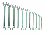 Snap-On/Williams Fractional Combination Wrench Set -- 11 Pieces; 12PT Satin Chrome; Includes Sizes: 3/8; 7/16; 1/2; 9/16; 5/8; 11/16; 3/4; 13/16; 7/8; 15/16; 1" - Apex Tool & Supply