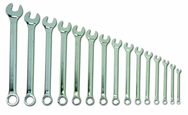 Snap-On/Williams Fractional Combination Wrench Set -- 15 Pieces; 12PT Satin Chrome; Includes Sizes: 5/16; 3/8; 7/16; 1/2; 9/16; 5/8; 11/16; 3/4; 13/16; 7/8; 15/16; 1; 1-1/16; 1-1/8; 1-1/4" - Apex Tool & Supply
