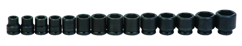 14 Piece - #9976147 - 3/8 to 1-5/8" - 3/4'' Drive - 6 Point - Standard Impact Socket Set - Apex Tool & Supply