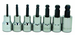 7 Piece - 1/8; 5/32; 3/16; 7/32; 1/4; 5/16; & 3/8" - 3/8" Drive - Ball Hex Socket Set - Apex Tool & Supply